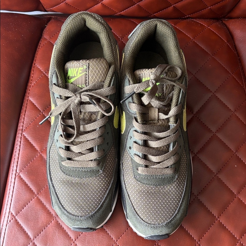 Nike Men's Khaki and Lime Sneakers